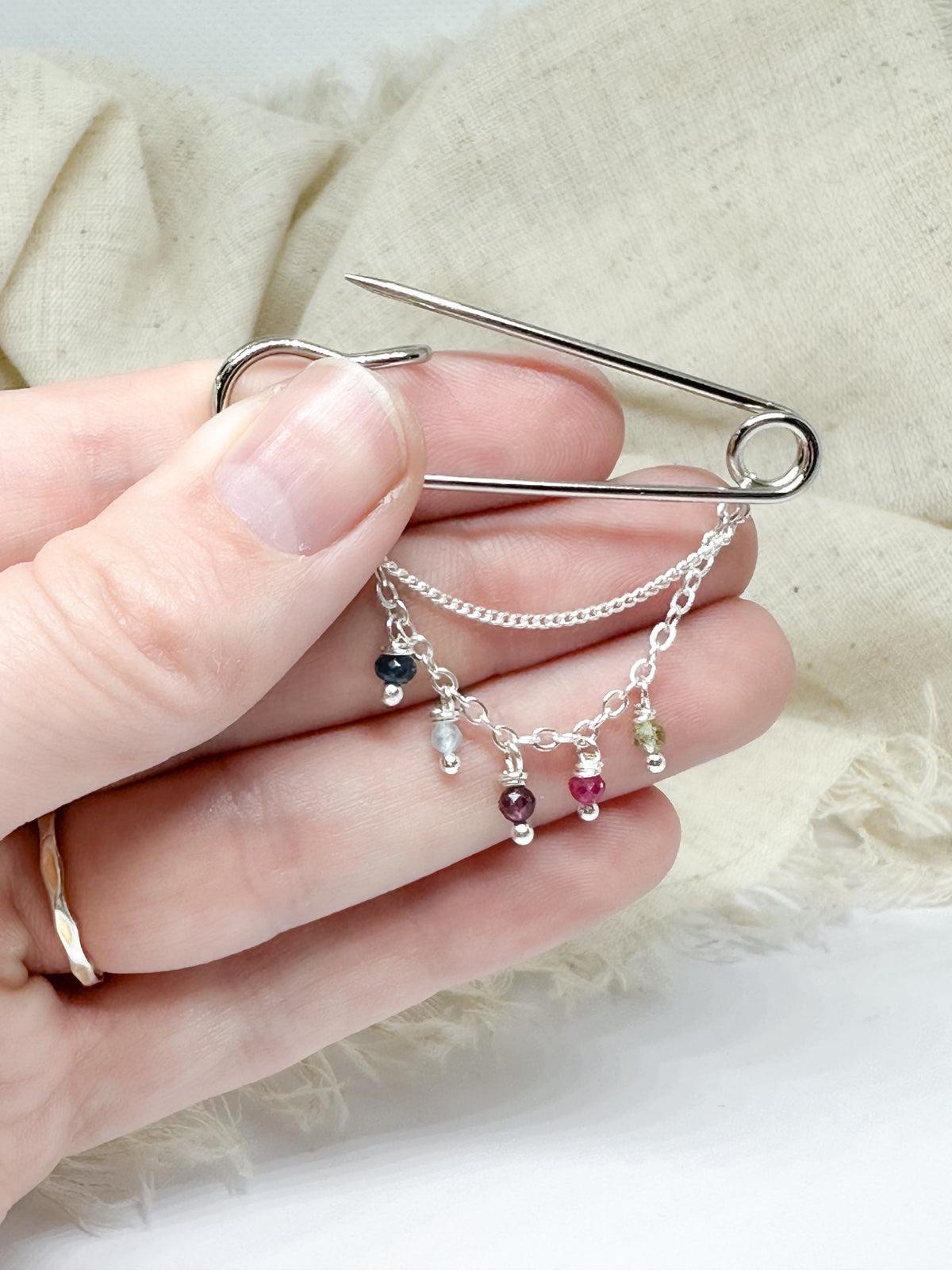 Family birthstone brooch