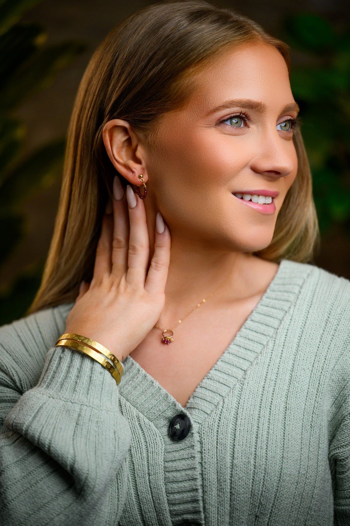 Birthstone hoop earrings