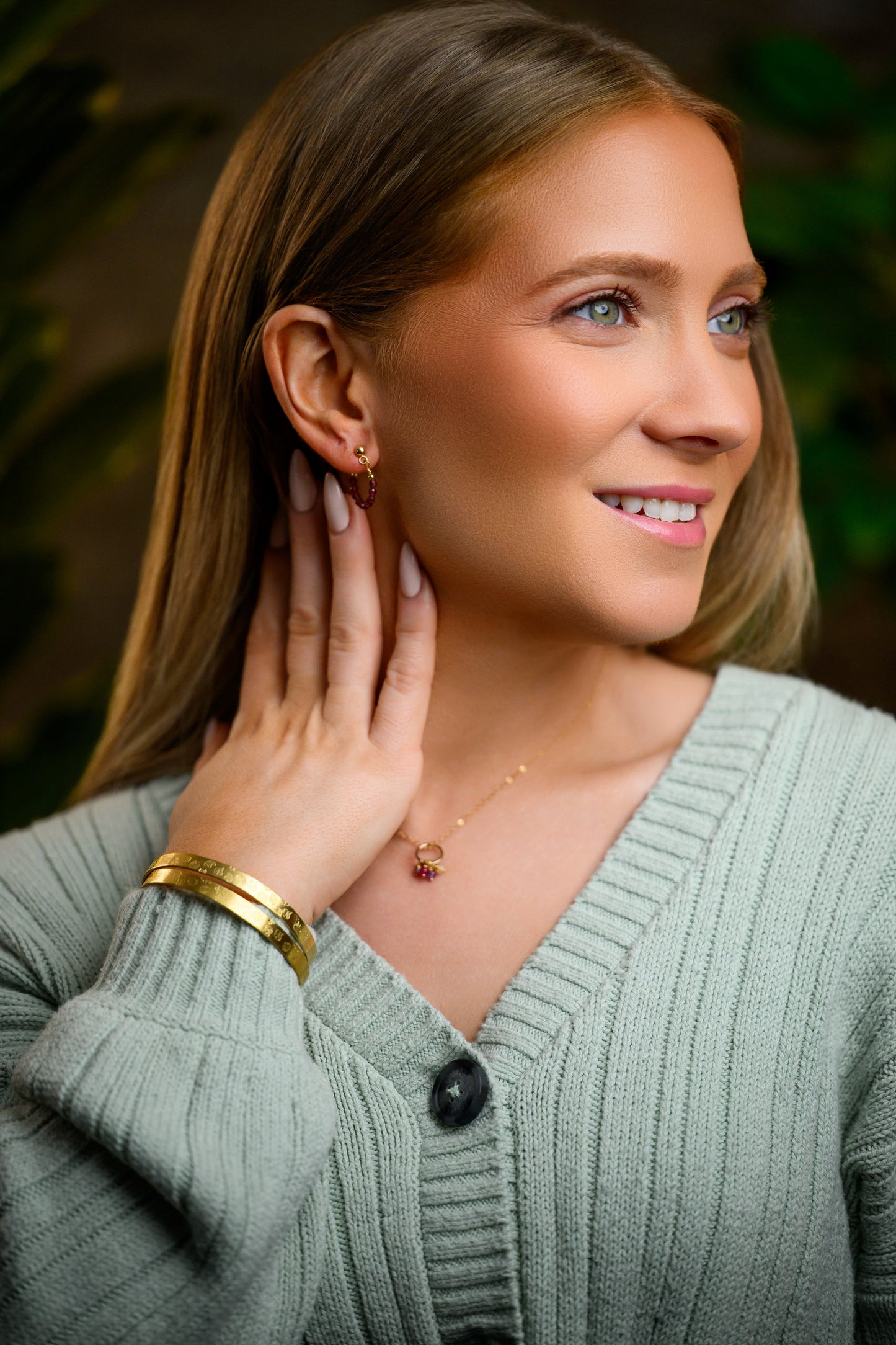 Birthstone hoop earrings December - turquoise