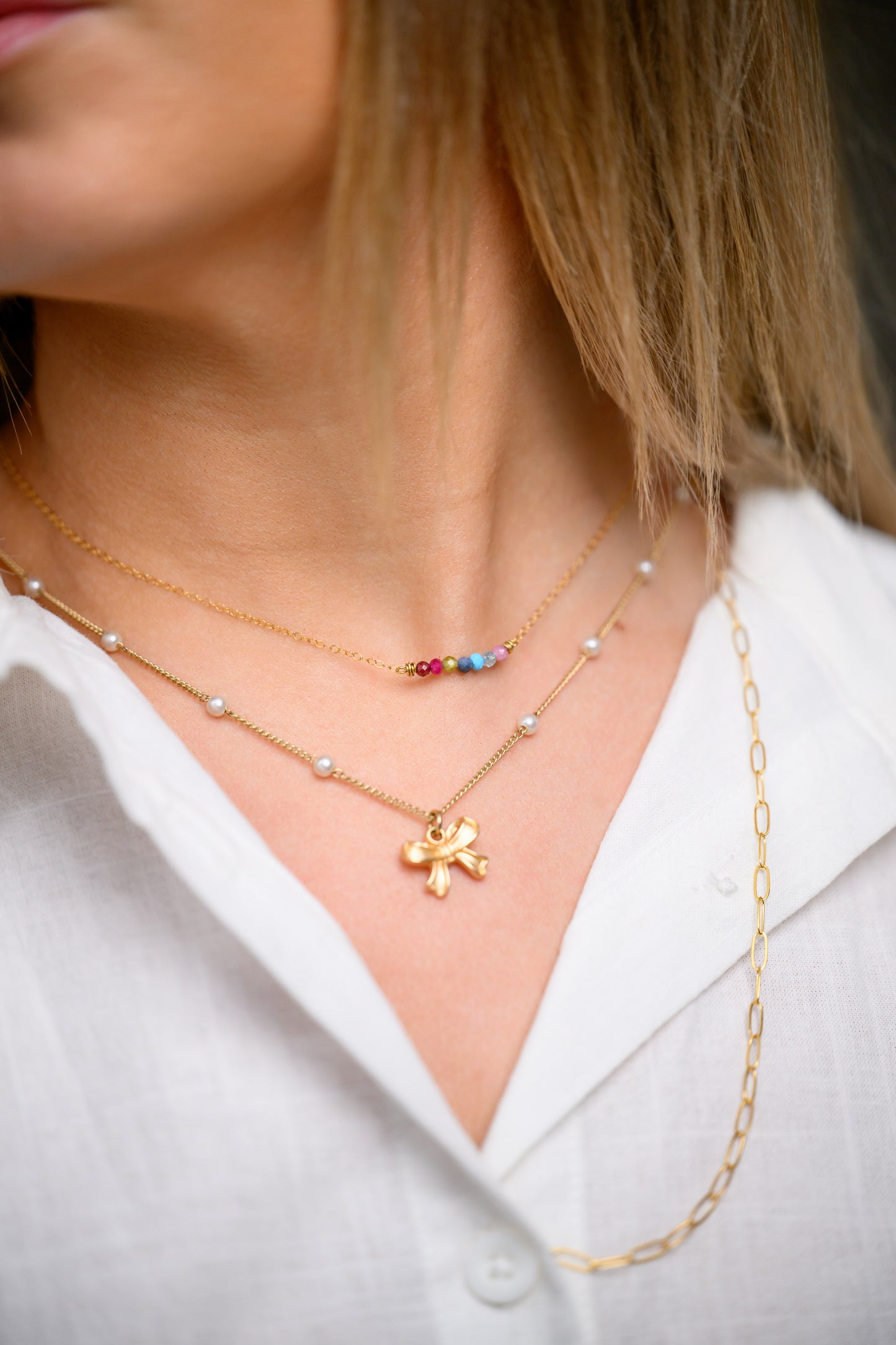 December birthstone necklace in gold or silver - Turquoise, Tanzanite