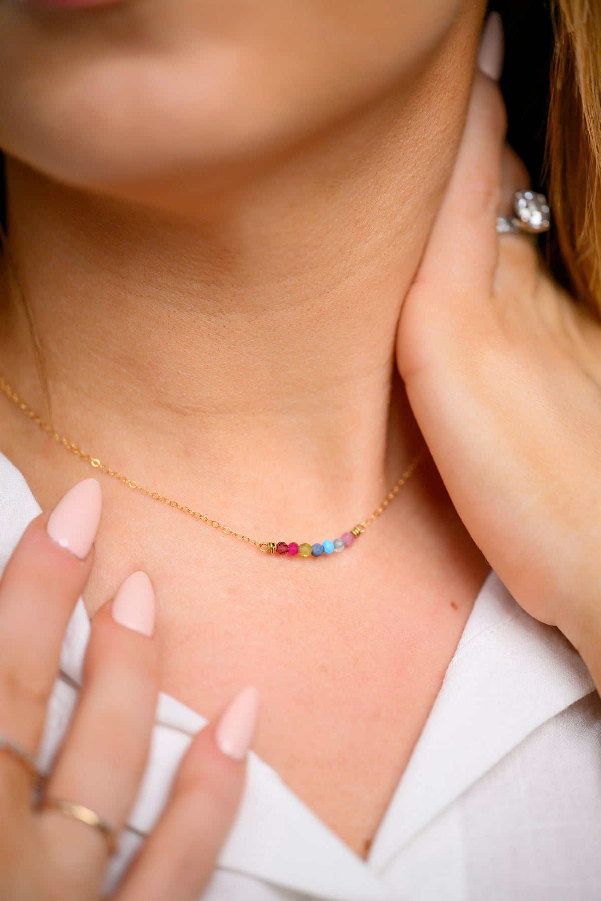 July birthstone necklace in gold or silver - Ruby