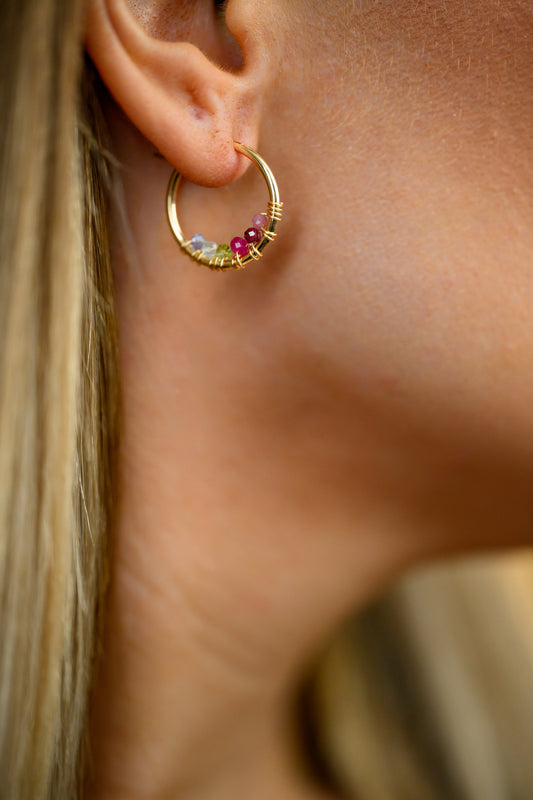 Custom birthstone earrings - silver/gold hoops!