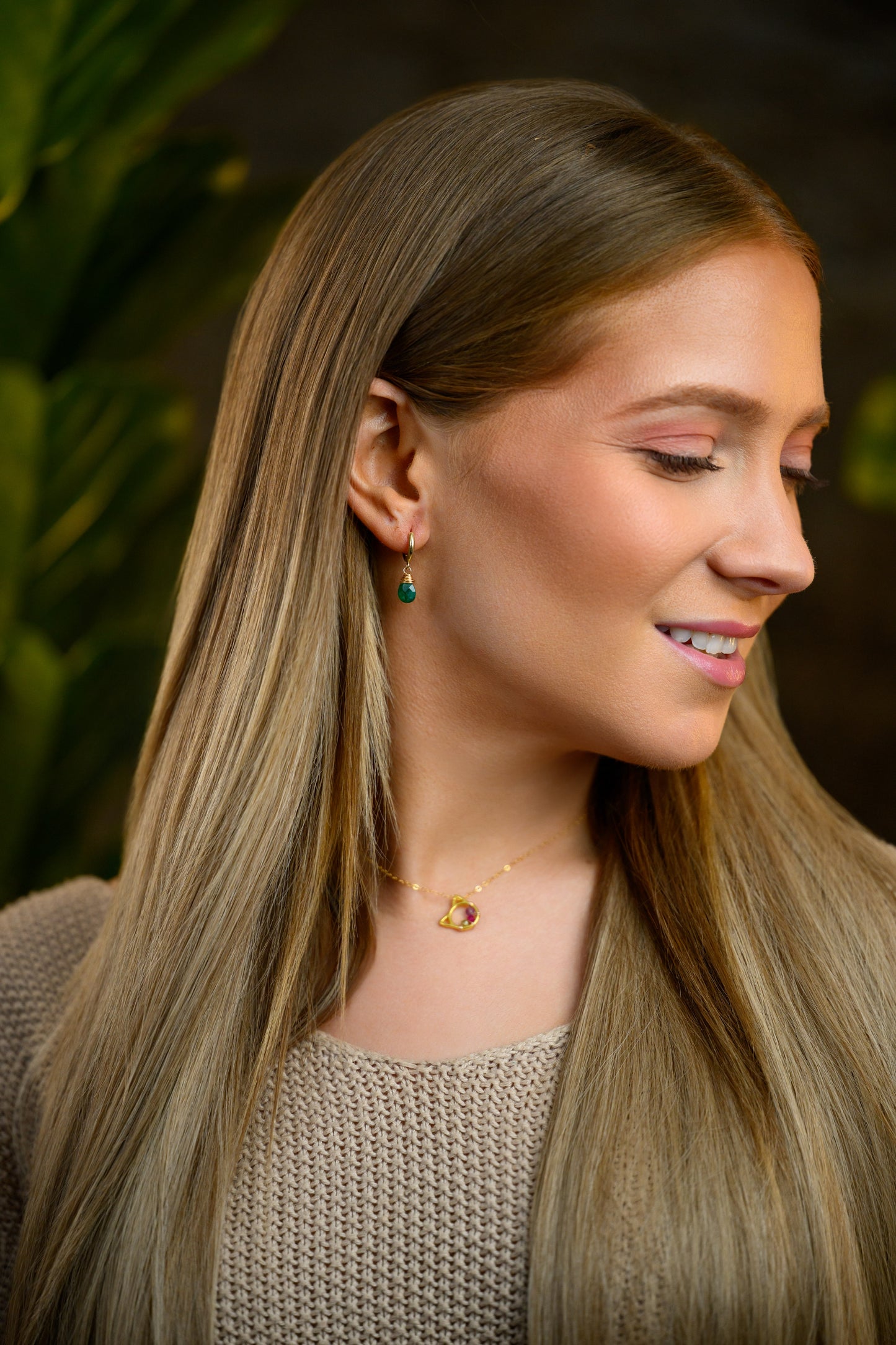 Cat family birthstone necklace