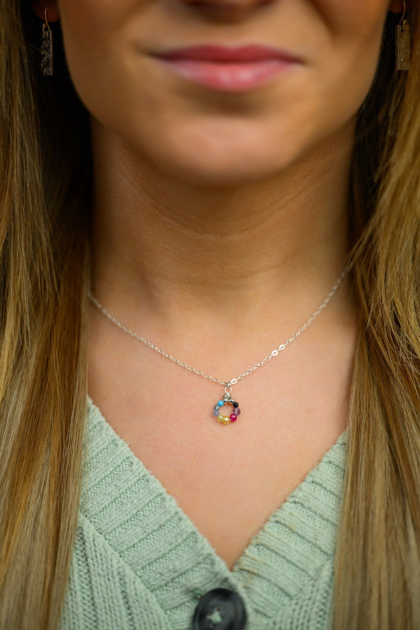 Custom birthstone necklace - circle