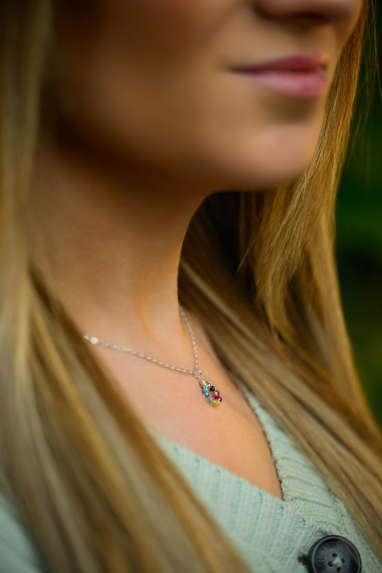 Cat family birthstone necklace