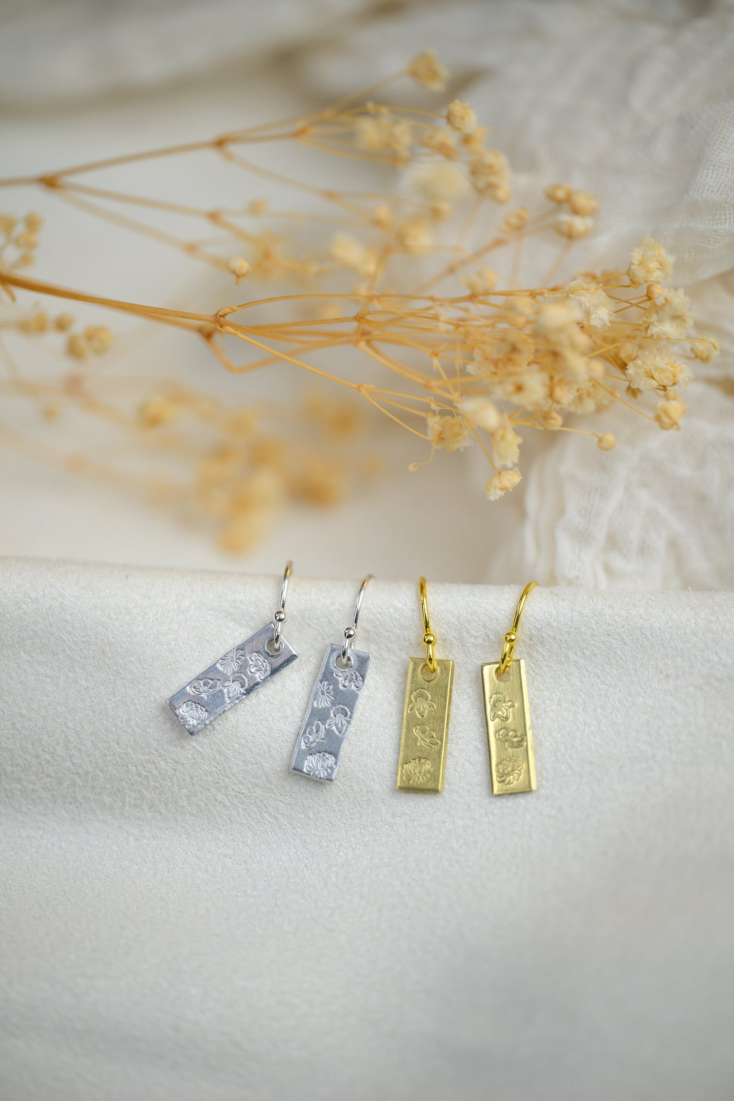 Family birth flower earrings