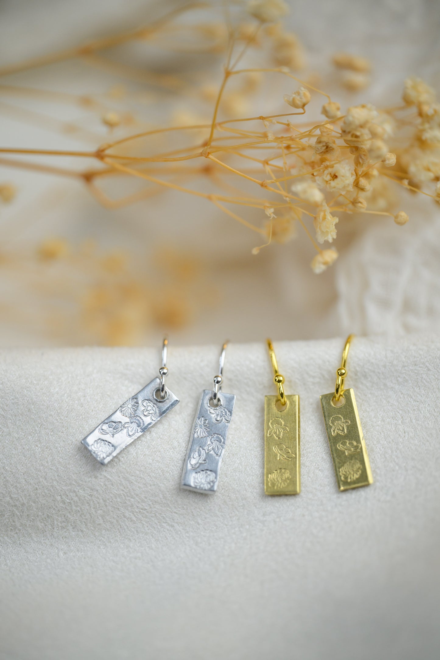 Family birth flower earrings