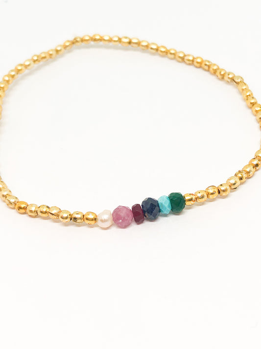 Custom birthstone bracelet gold filled