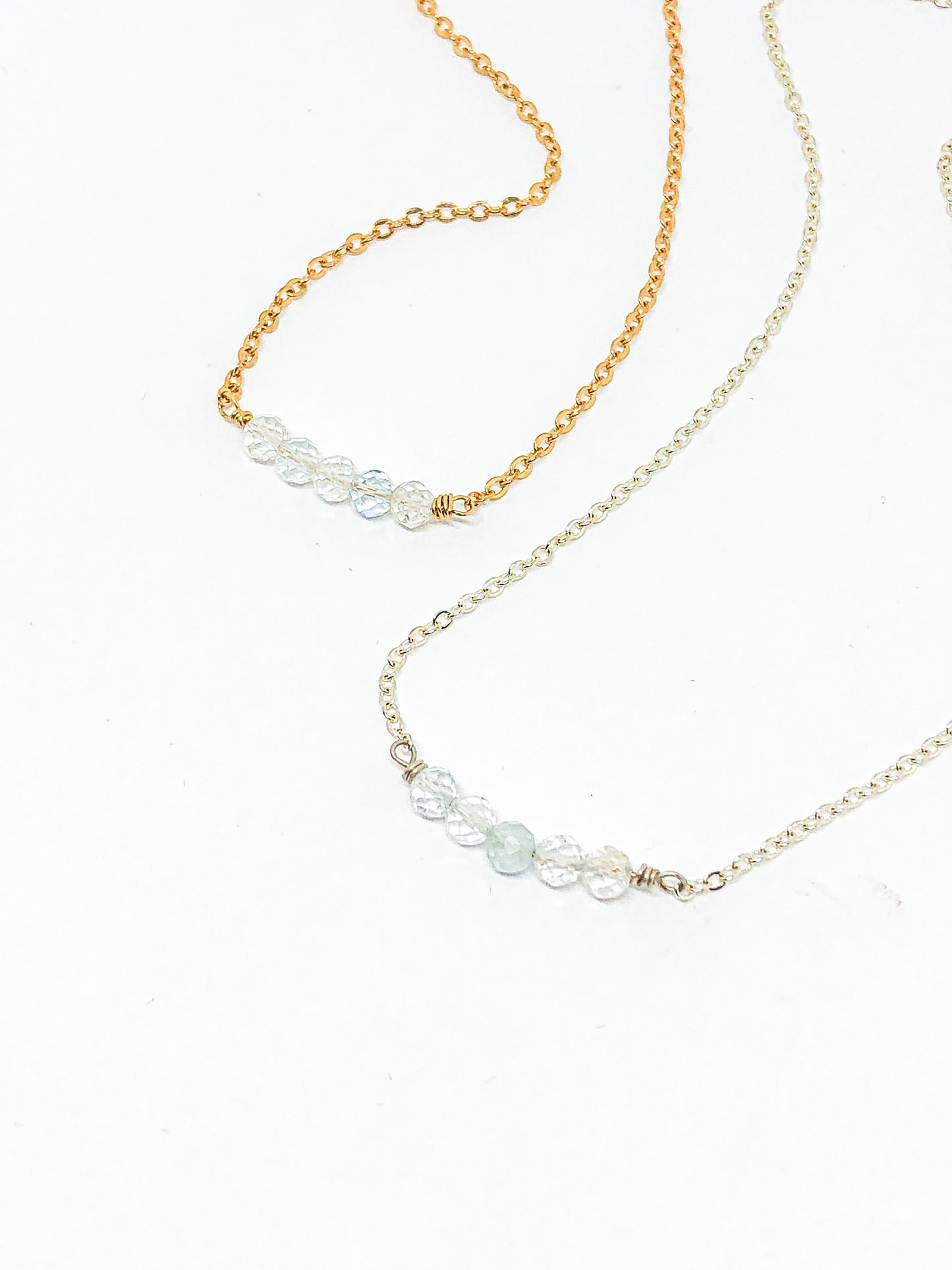 April birthstone necklace in gold or silver - Quartz (diamond)