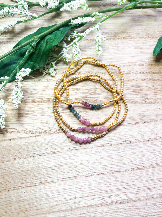 October birthstone bracelets stretchy and perfect - Tourmaline, Opal