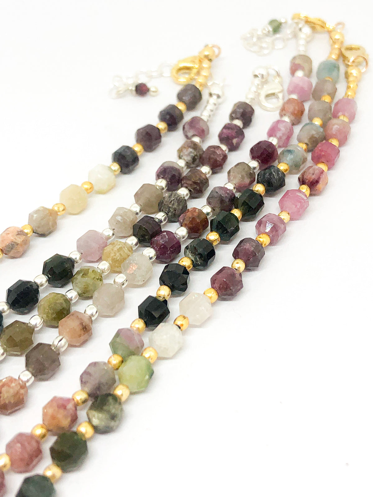 Tourmaline gemstone bead bracelet in gold or silver