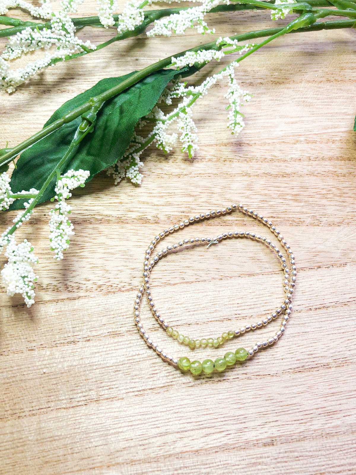 August birthstone bracelets stretchy and perfect - Peridot
