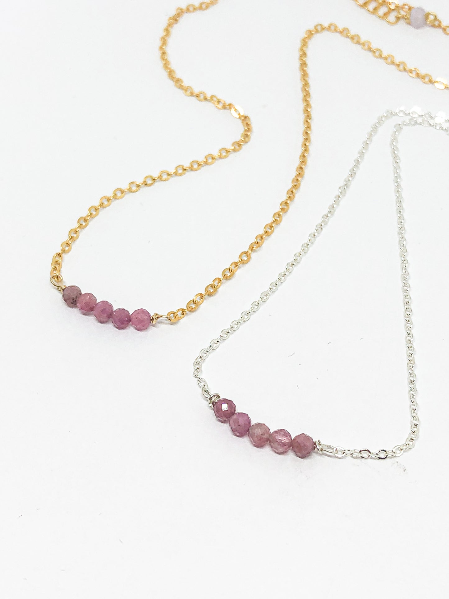 October birthstone necklace in gold or silver - Opal, Tourmaline