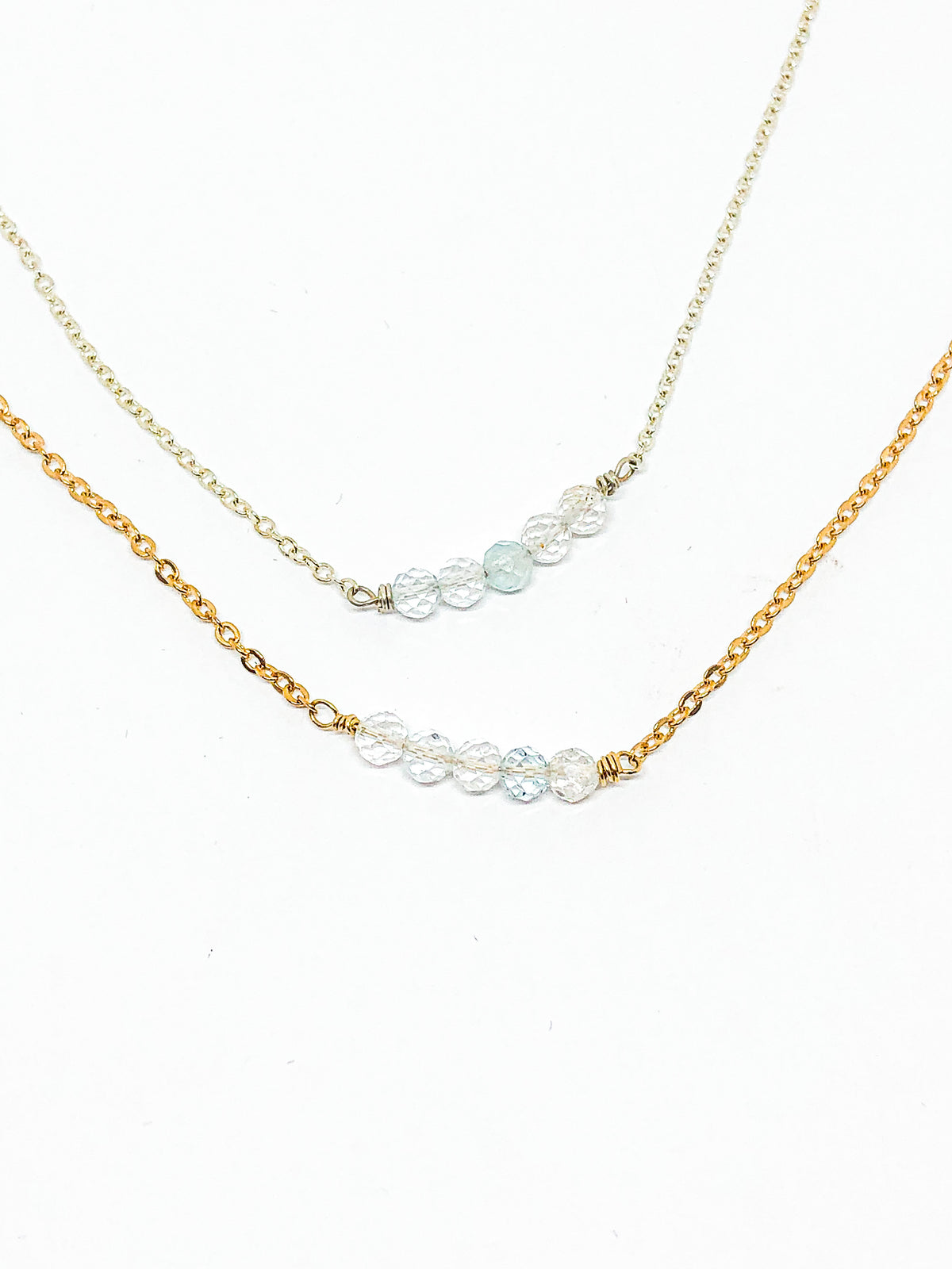April birthstone necklace in gold or silver - Quartz (diamond)