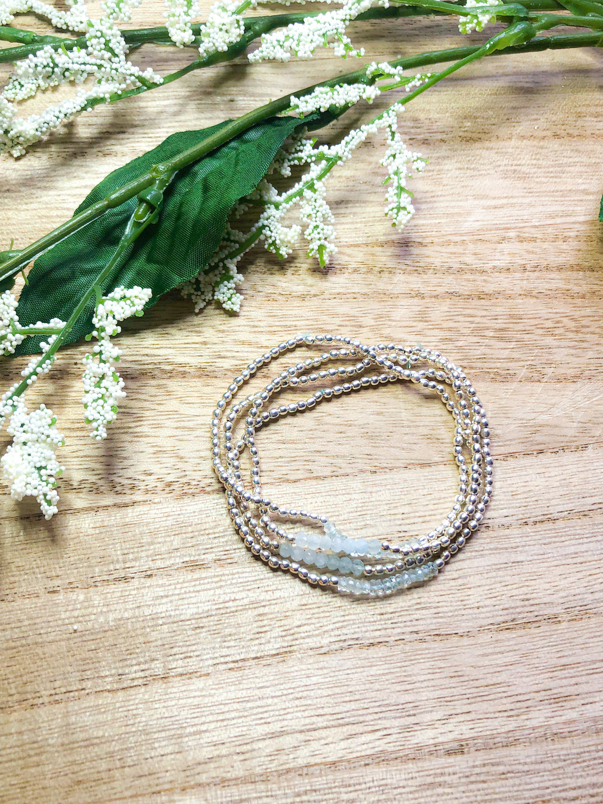 March birthstone bracelets stretchy and perfect - Aquamarine