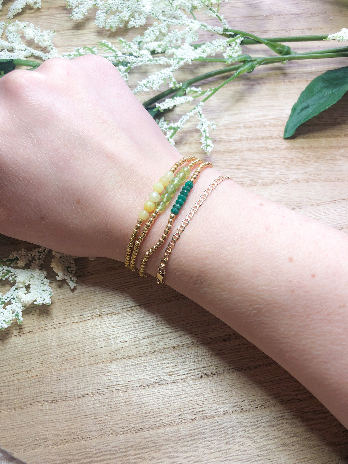 August birthstone bracelets stretchy and perfect - Peridot