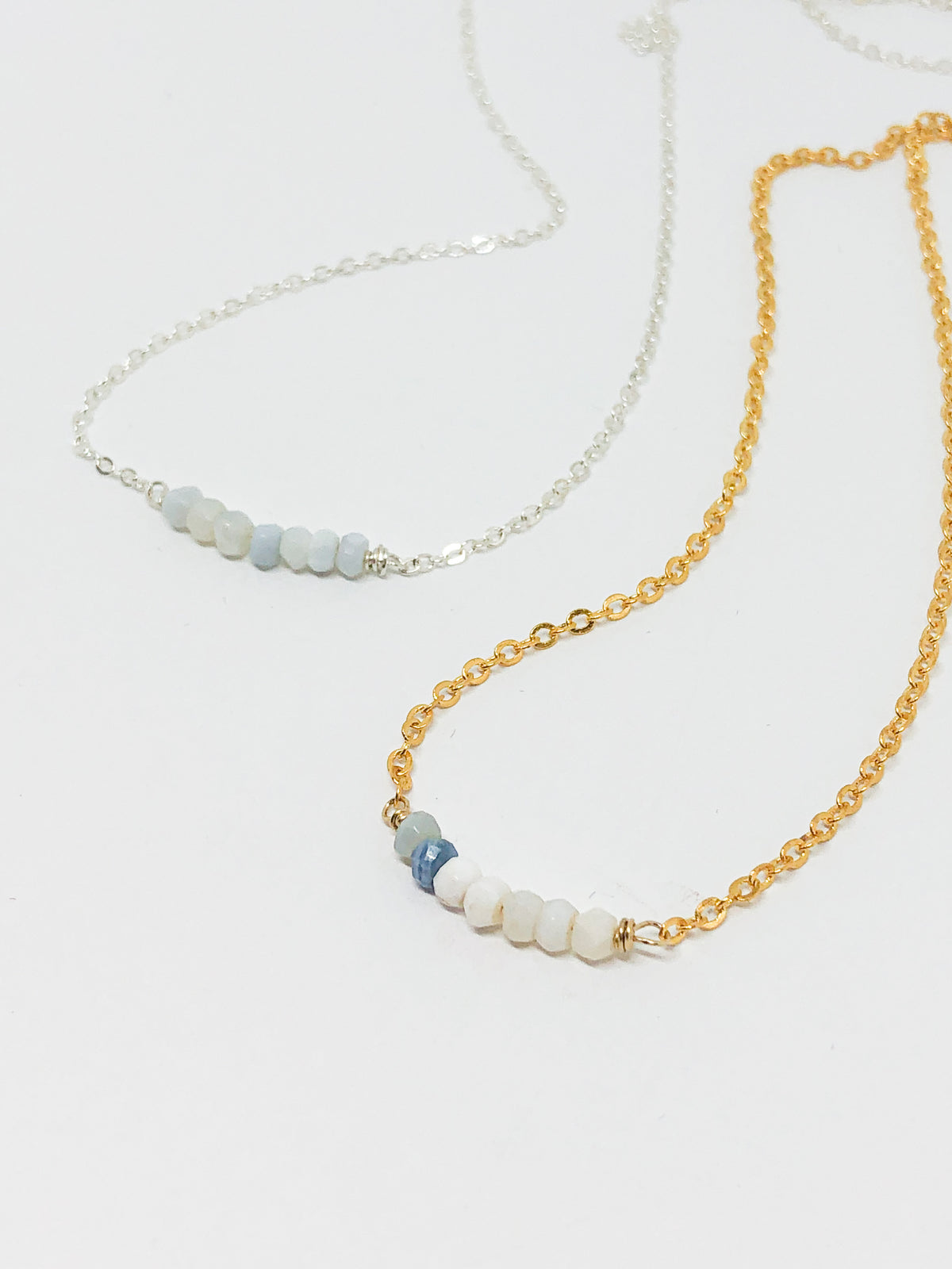 October birthstone necklace in gold or silver - Opal, Tourmaline