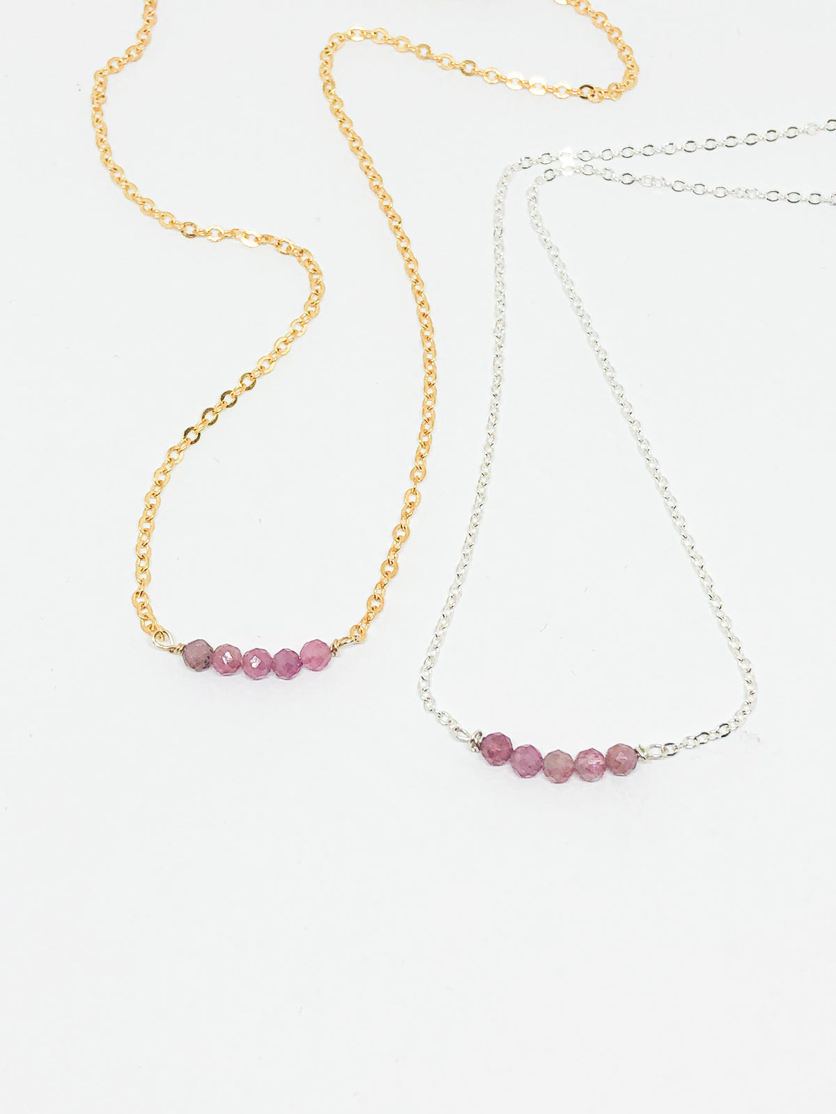 October birthstone necklace in gold or silver - Opal, Tourmaline